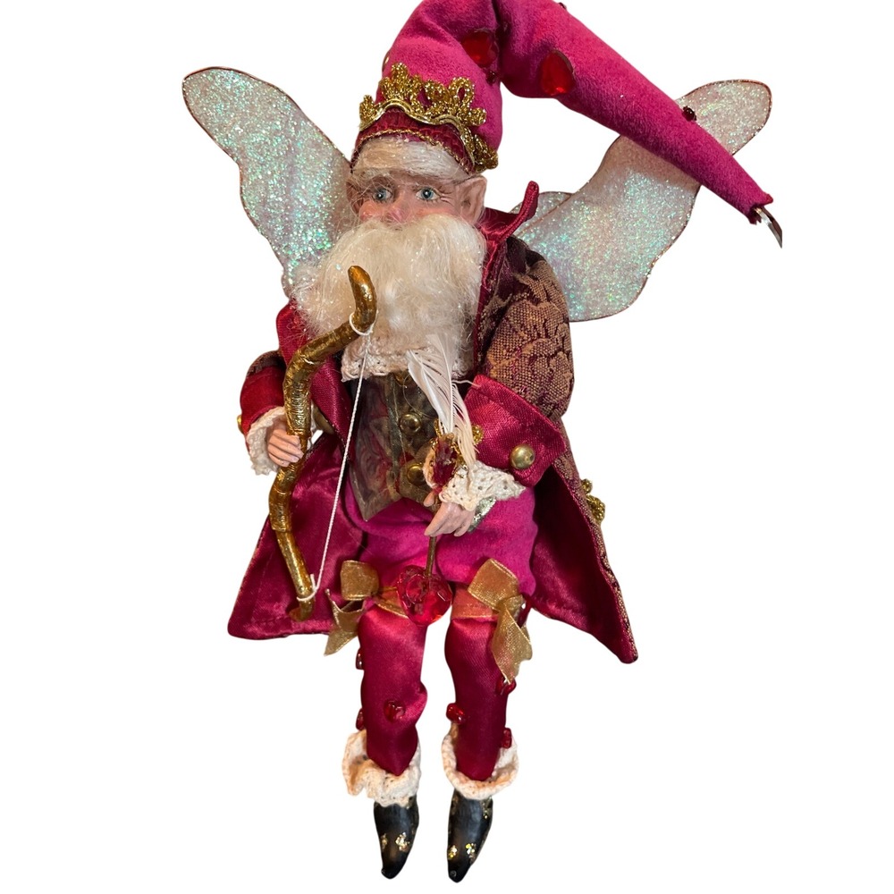 Mark Roberts Collection Cupid Fairy Limited Edition Burgundy Gold Ornament 10"